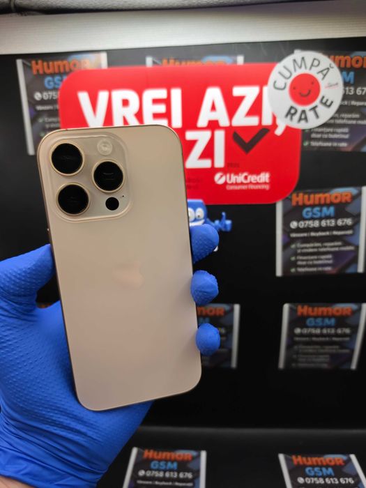 iPhone 16 Pro / Gold / 128GB / Baterie 90% / Garantie / Posibilitate Rate