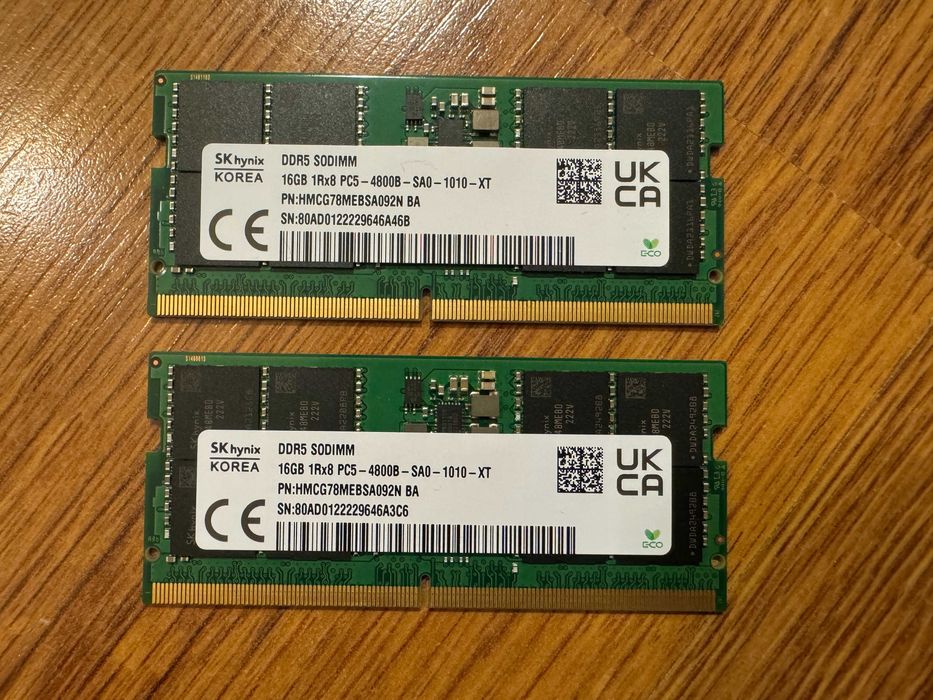 НОВА Hynix 32GB / 16GB 4800MHz DDR5 SODIMM Ram памет за лаптоп