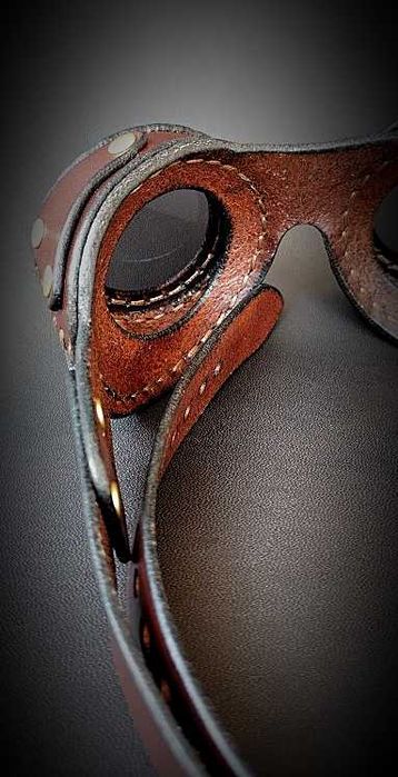 Очила стиймпънк от естествена кожа