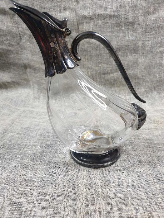 Кристален  декантер, сервиз с гъски,композиция с гъски  чифт патици