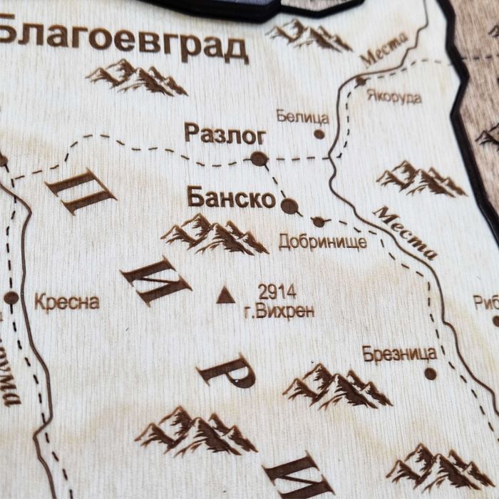 Дървена 3D карта на България – уникален декор за вашия дом или офис