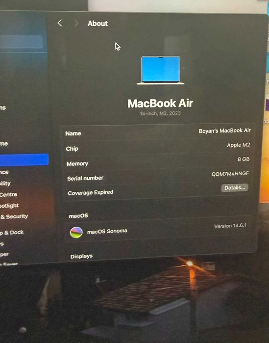 Apple MacBook Air 15.3” M2 | 8GB RAM | 256GB SSD | Silver | Отлично състояние + кейс
