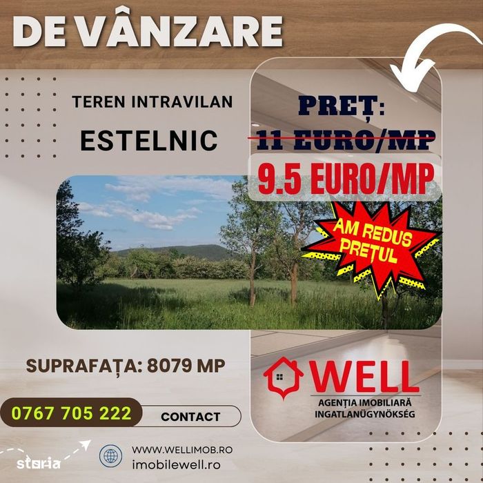De vânzare teren intravilan în Estelnic!