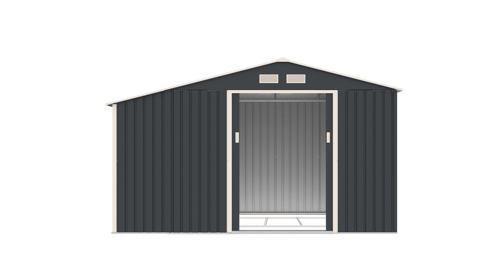 Casuta de gradina metalica Luke B Gri/Bej 342x191x202 cm baza metalica