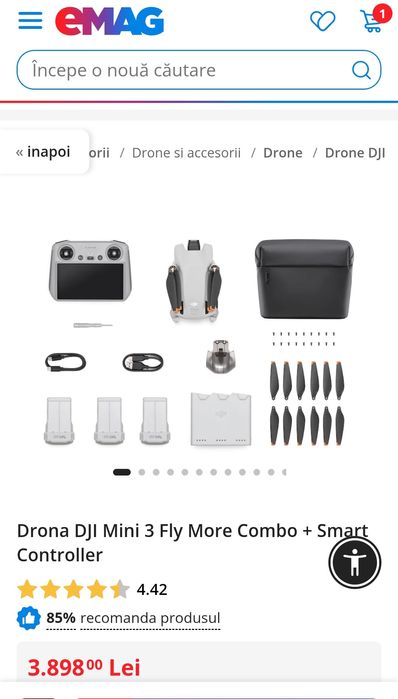 Drona DJI Mini 3 Fly More Combo + Smart Controller, NOUA, GARANTIE