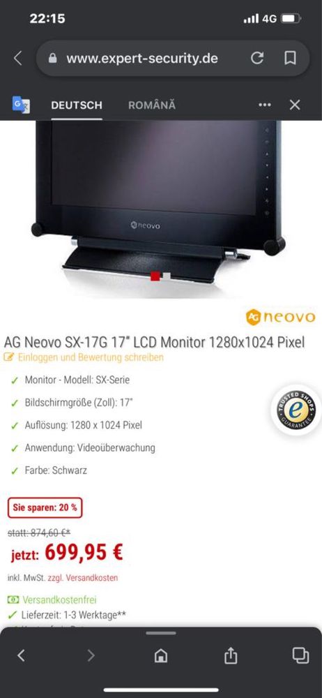 Neovo SX-17G LCD display - Bildschirm