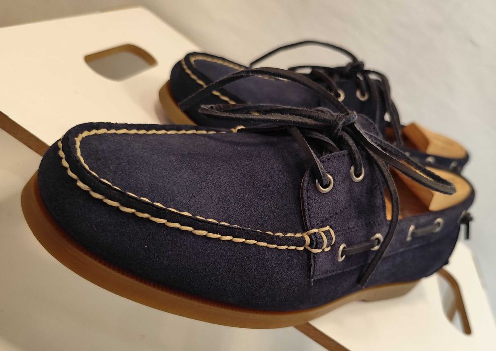 Pantofi sport casual 43.5 44 boat de lux Ralph Lauren NOI piele naturala suede navy