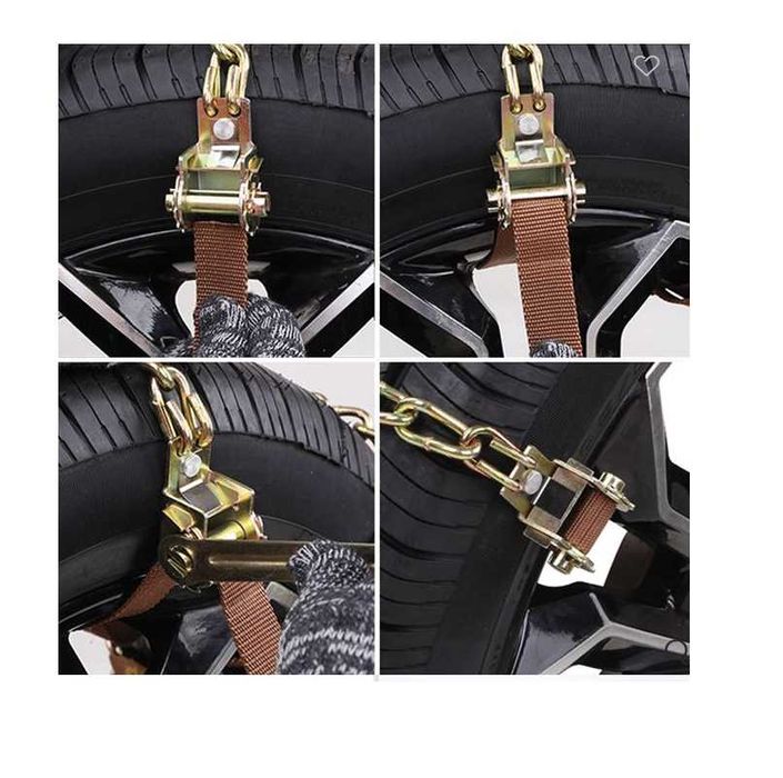 Комплект вериги за сняг Mercado Trade, Метални с текстилни колани,10бр