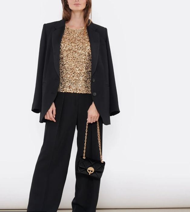 Tricou paiete aurii Lamiar în stil de sarbatoare marime universala