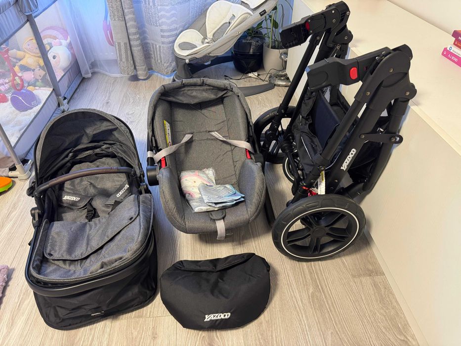 Cărucior pentru bebeluși 3 în 1 luxos, cu cadru din aluminiu