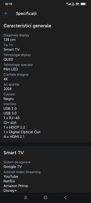 Televizor TCL MiniLed 55C765, 139 cm, Smart Google TV, 4K Ultra HD,