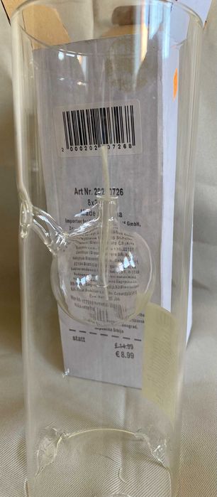 Цилиндрична маслена лампа, ръчно изработено стъкло.