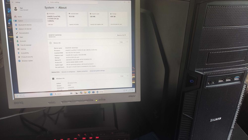 Desktop PC Intel Core i7-6700, 16 GB RAM, SSD 250 GB, HDD 500 GB, Windows 11 Pro