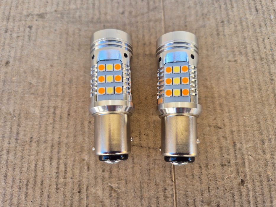 LED крушки оранжево и бяло двойна светлина DRL дневни светлини 1157