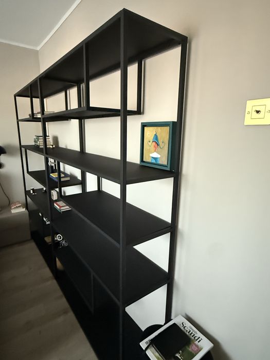 Etajera neagra din metal 188 cm Teun Woood