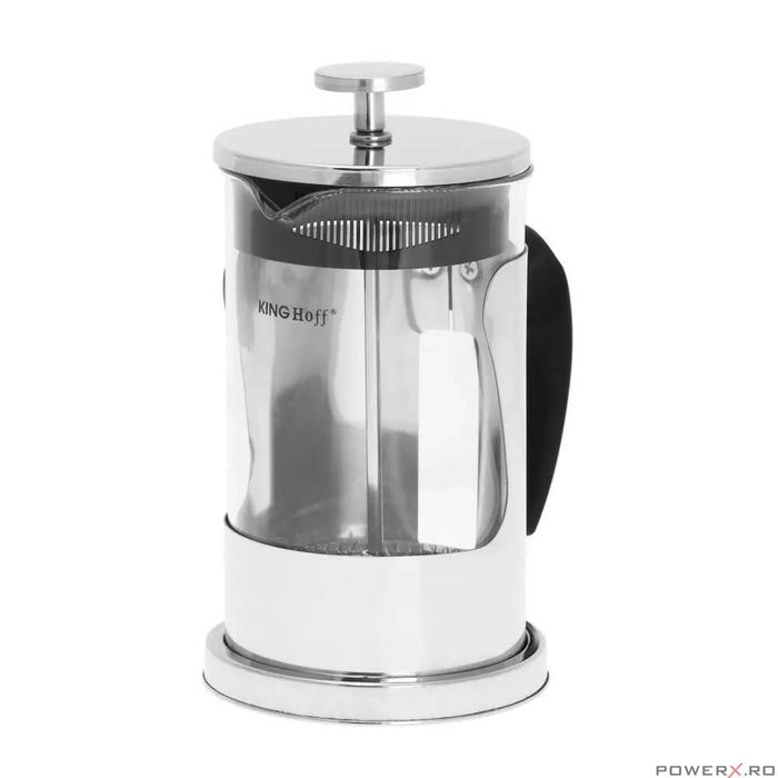Infuzor pentru ceai, din sticla si inox, 0.6L, cu presa, Kinghoff