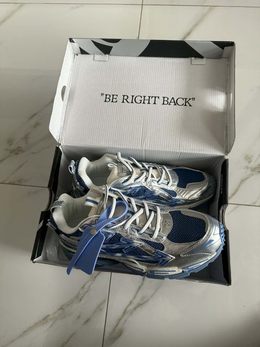 Продавам ЛУКСОЗНИ Off-White "Be Right Back" Silver/Blue – НОВИ с кутия
