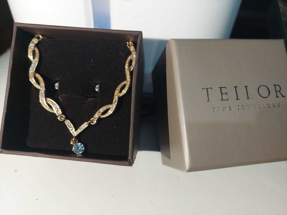 Set colier si cercei placate cu aur de 24k in cutie Teilor