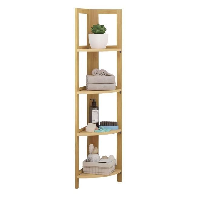120 см Бамбукова ъглова етажерка за баня