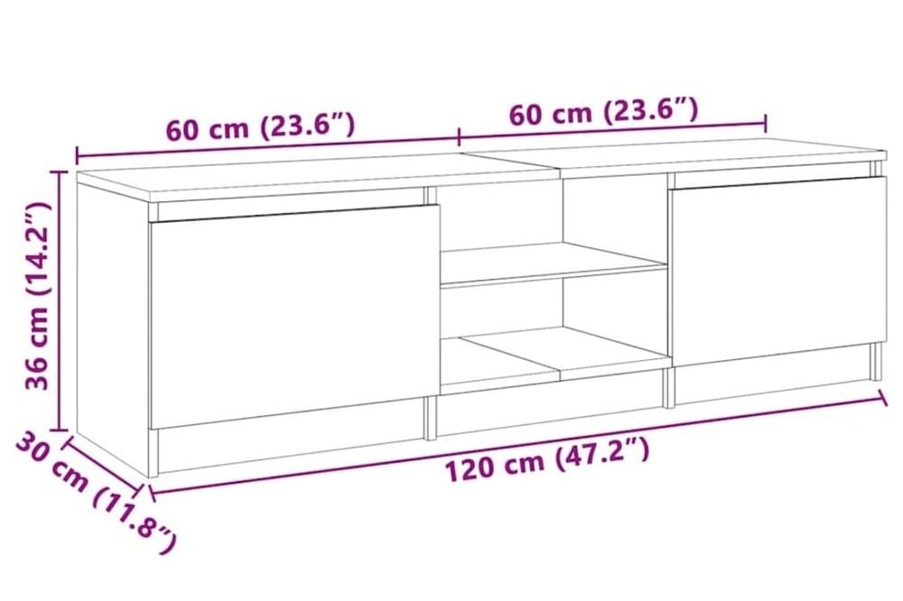 Comoda TV cu lumini LED vidaXL, alb, 120x30x36