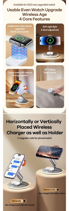 Remax RP-W90 3в1 Док-станция MagSafe 22W для iPhone 16 iWatch AirPods