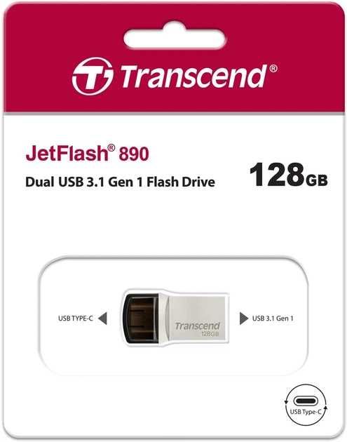 USB Флешка Type-C 128GB Transcend JetFlash 890 Type-A 3.1 TS128GJF890S
