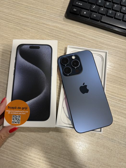 iPhone 15 Pro, 256GB, 5G, Blue Titanium, Impecabil/CA NOU!!!