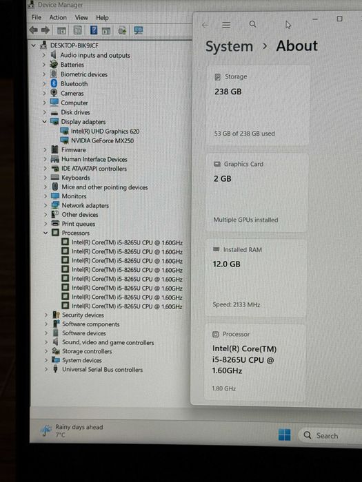 15.6 Lenovo s540`Core i5-8265U/Nvidia MX250/12GB RAM/256GB SSD/Full HD IPS/Бат 7ч