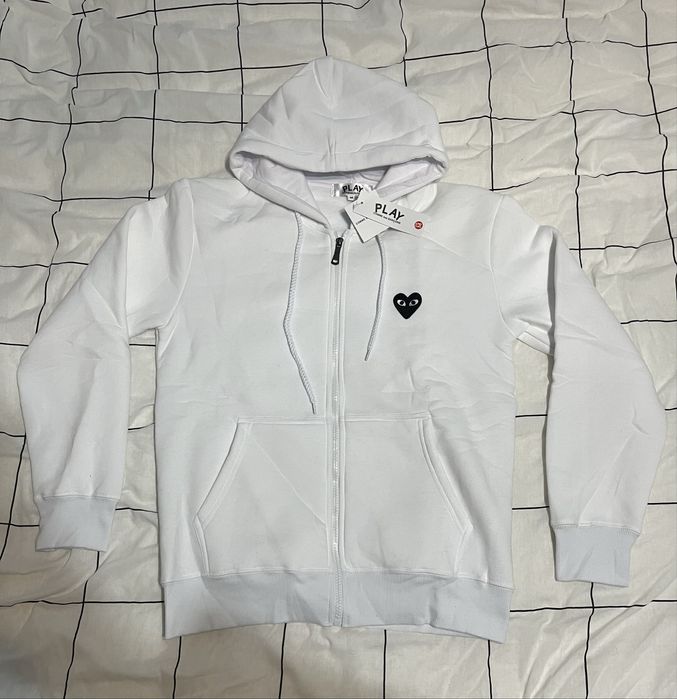 Hanorac cu fermoar Comme des Garcons alb