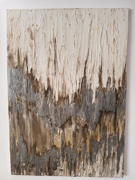 Tablou abstract cu textură, semnat – 100 × 70 cm