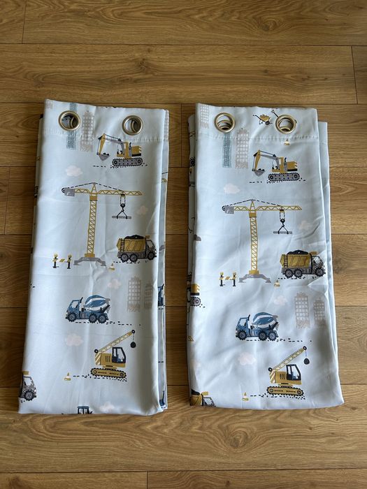 Плътни завеси за детска стая-строителни машини