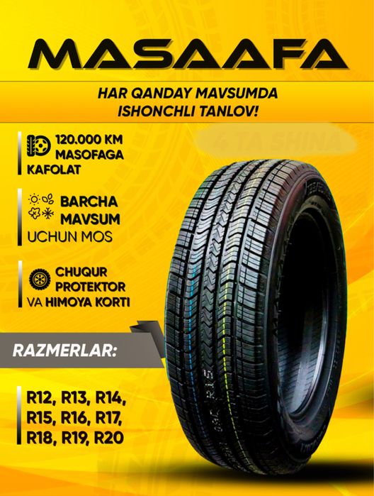 Masaafa avtoshina  12r,13r,14r,15,r 16r 17r……..