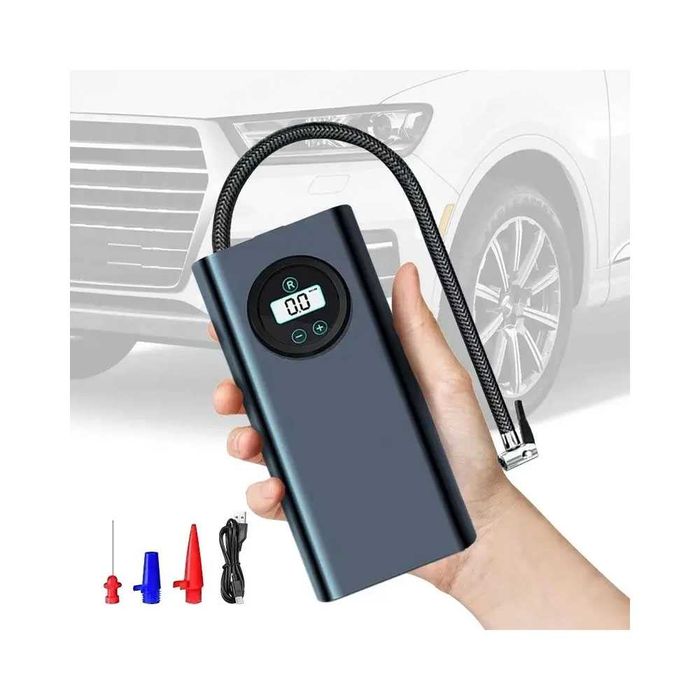 Преносим Компресор Помпа за гуми с LED дисплей и вградена батерия