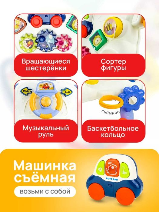 Детские ходунки-каталка 5 в 1 с развивающей панелью