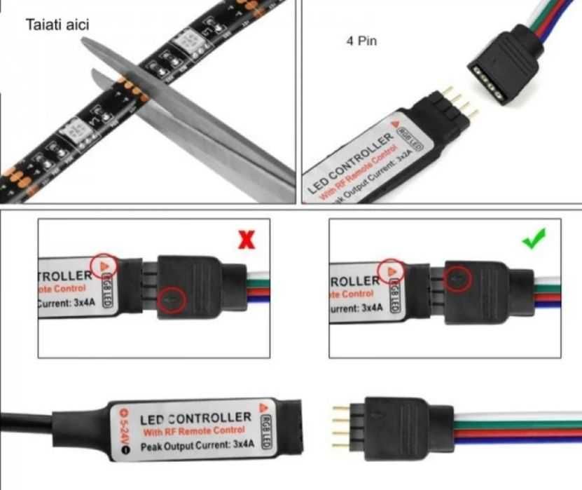 Kit TV banda led strip 3 metri USB RGB 16 culori telecomanda