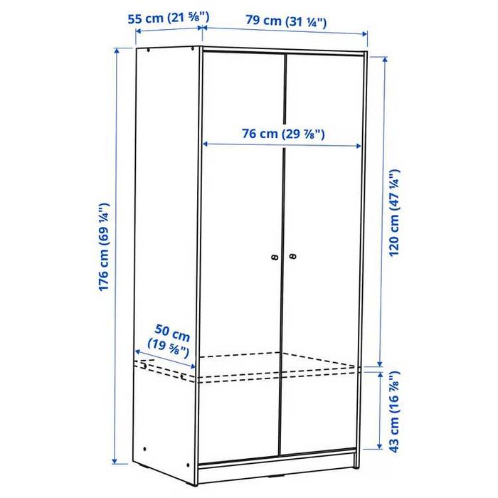 Dulap hol mare Ikea Kleppstad alb cu adăugări