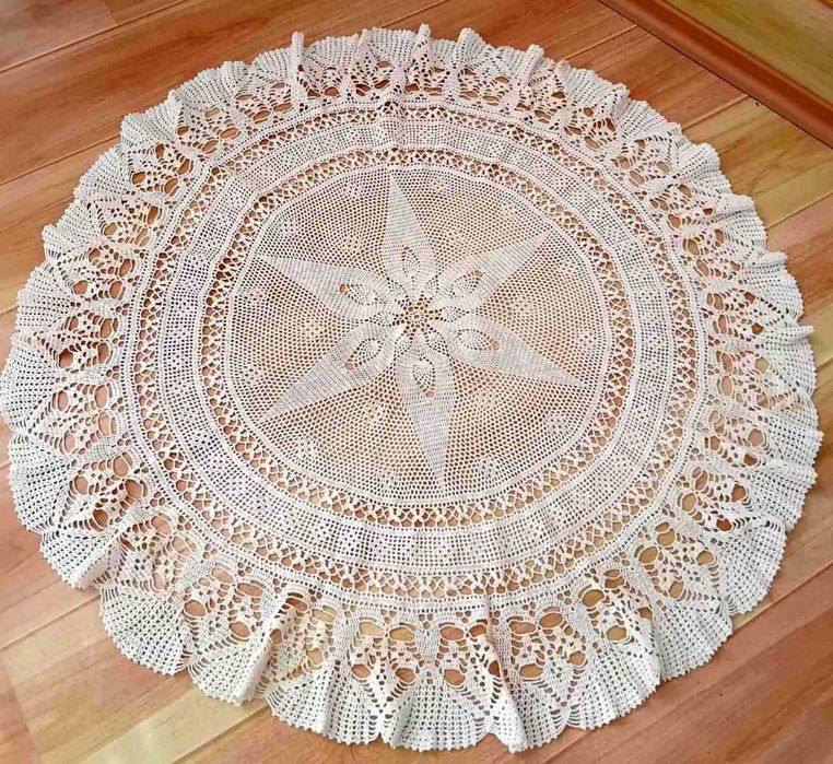 Покривка на една кука - правоъгълна, кръгла, синя, каренца, якички