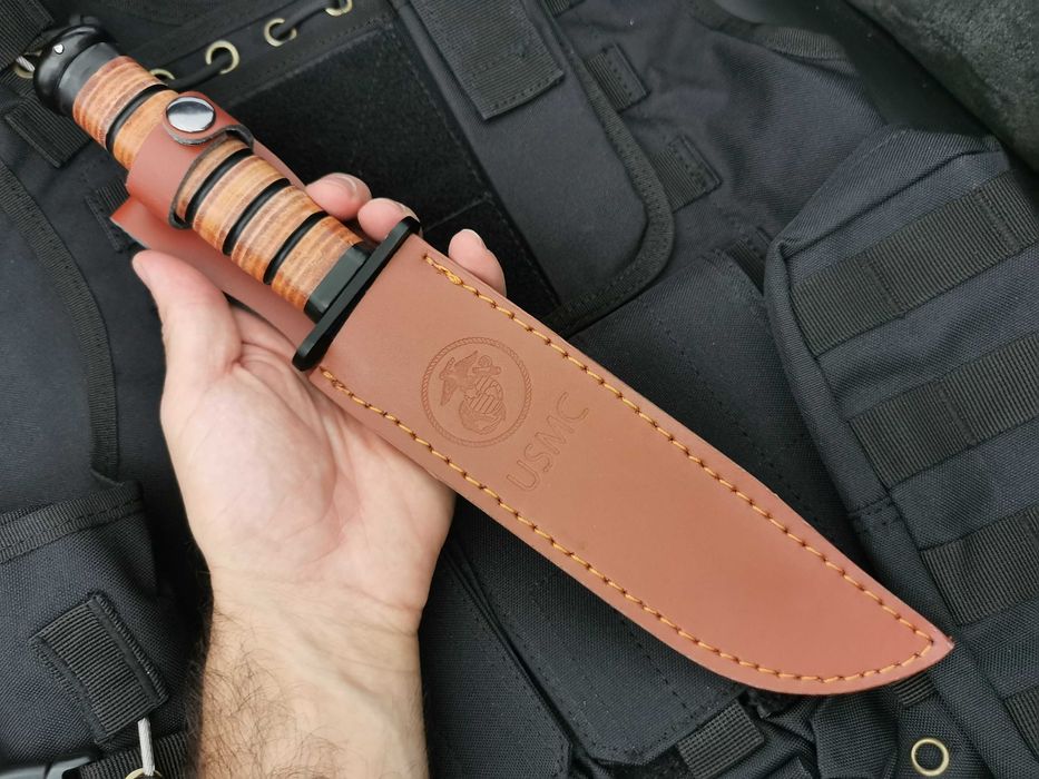 Тактически ловен нож с кожена кания CPY-02 Цяло парче метал FULL TANG