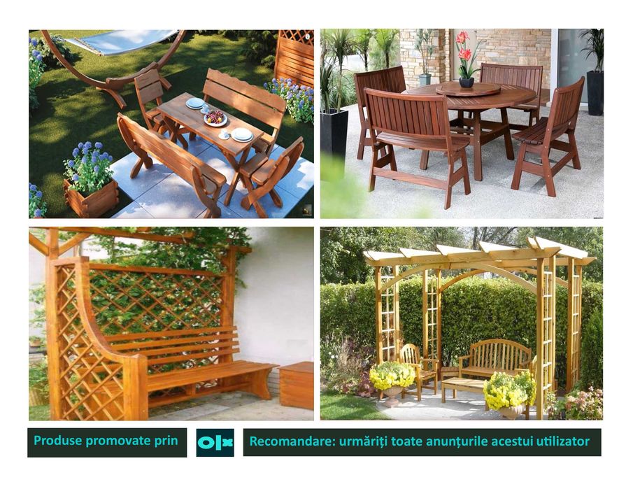 mobilier terasa gradina lemn masiv canapea fotoliu banca masa scaune