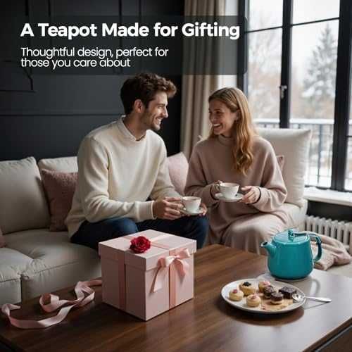 Нов Чайник 600 мл порцелан топлоустойчив със сваляем инфузер за чай