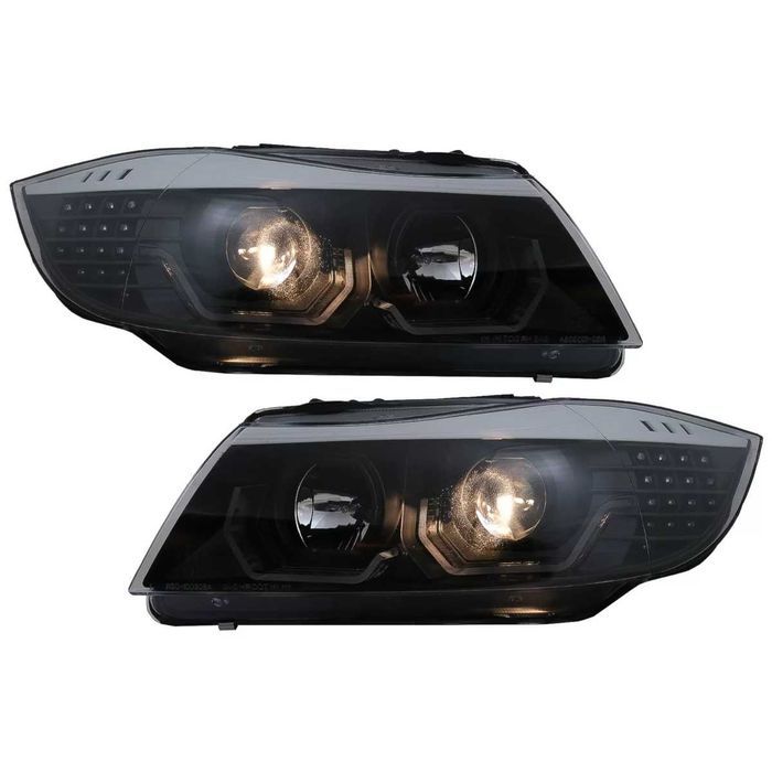 Faruri BMW Seria 3 Limousine E90 Touring E91 (03.2005-08.2008) 3D LED Angel Eyes  Negru