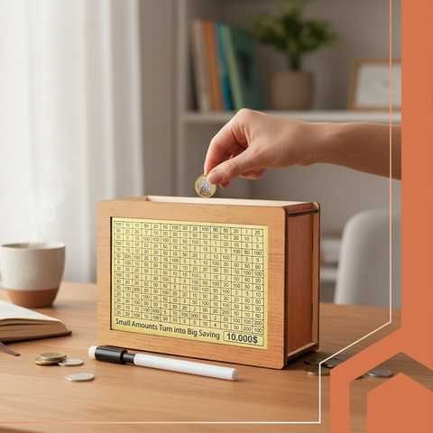 Дървена касичка за пари Ruhhy, с цифри за отбелязване на спестяванията