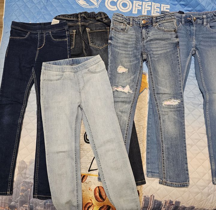 Лот 5 чифта слим фит дънки за момиче 128-134 6-8г