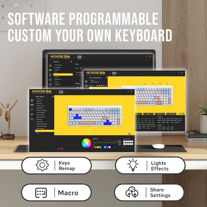 Чисто нова MCHOSE K99 96% безжична геймърска клавиатура, механична...