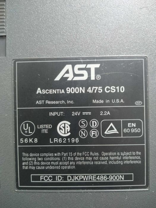 Laptop vintage ASC Ascentia 900N 4/75 CS10 -made in USA 1994 cu Win 95