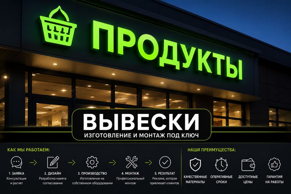 Дизайн • Вывески • Баннеры • Лайтбоксы • Объемные Буквы • Монтаж
