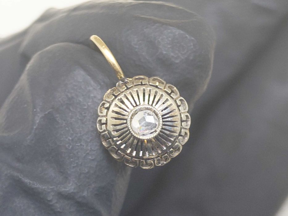 Cercei Antici „Soleil” – Aur 18K & Diamante Rose Cut (cca. 1890)