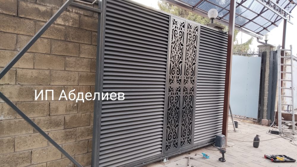 Навес, ворота, навес, сварщик