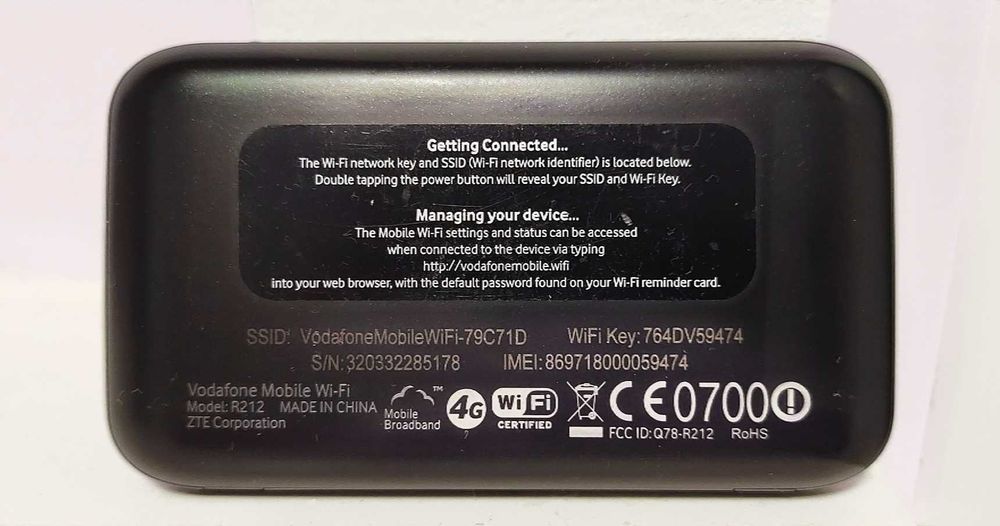 Vodafone Mobile WiFi R212 / ZTE MF93E 4G LTE Hotspot Portabil, Decodat