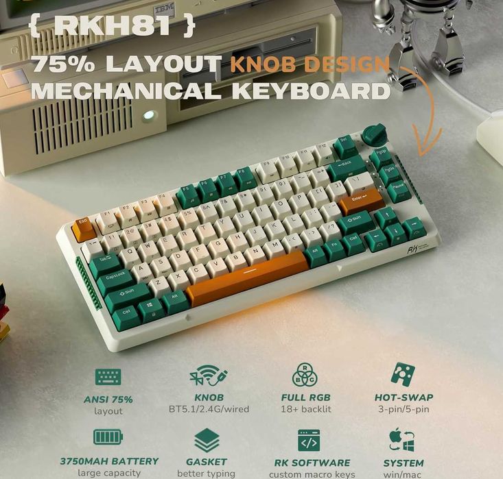 Tastatura mecanica Royal Kludge folosita f putin, la cutie